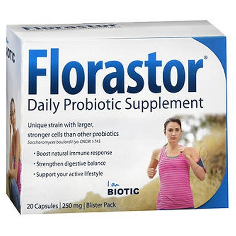 Florastor, Maximum Strength Probiotic Dietary Supplement Capsules, 250 Mg, Box Of 20