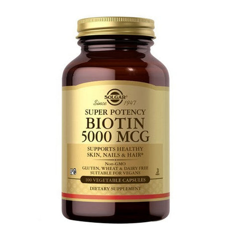 Solgar, Biotin, 5000 Mcg, 100 Veg Caps