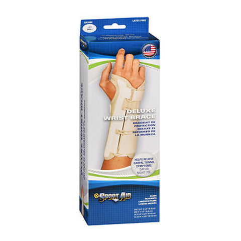 Sport Aid, Sportaid Wrist Brace Deluxe Left, Beige Small 1 each