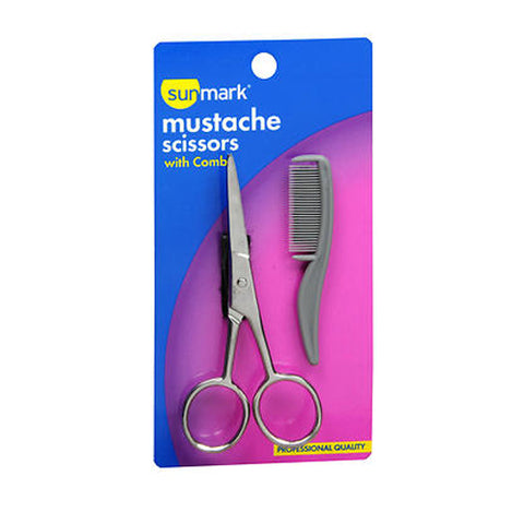 Sunmark, Mustache Scissors With Comb, 1 each