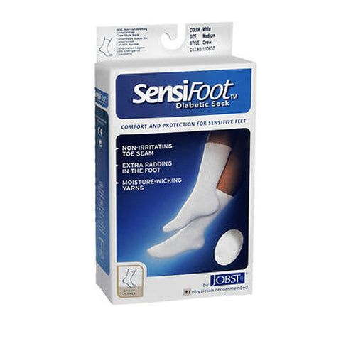 Jobst, Sensifoot Men's And Women's Crew Style Diabetic White Socks, Medium each