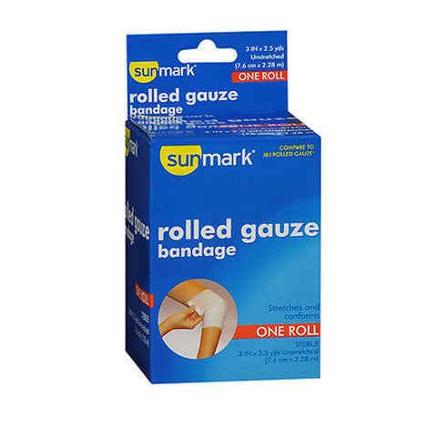 Sunmark, Rolled Gauze Bandage, 3 Inches X 2.5 Yards 1 each