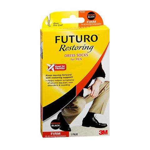 Futuro, Restoring Dress Socks For Men Over The Calf Black Firm, Medium each