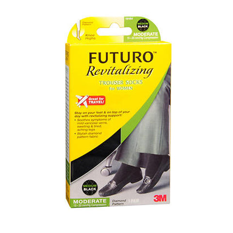 3M, Futuro Trouser Socks For Women Diamond Pattern, Black Medium 1 each