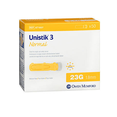 Owen Mumford, Unistik 3 Normal Safety Lancets, 23G, Box Of 50
