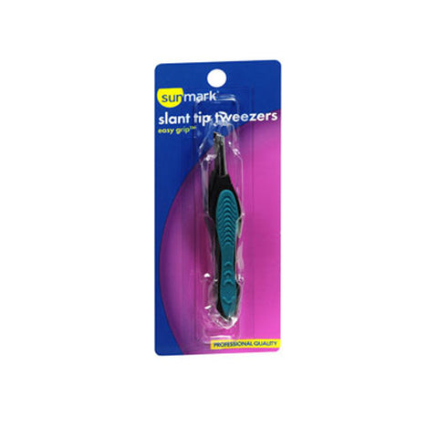 Sunmark, Easy Grip Slant Tip Tweezers, 1 each
