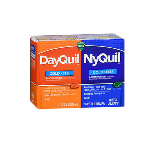 Vicks, Dayquil And Nyquil Combo Pack Cold And Flu Relief, 48 caps