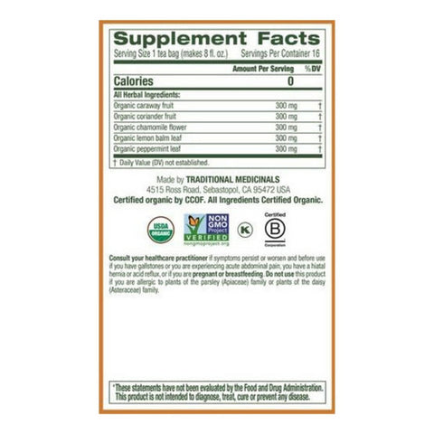 Traditional Medicinals, Organic Gas Relief Tea, 16 BAGS