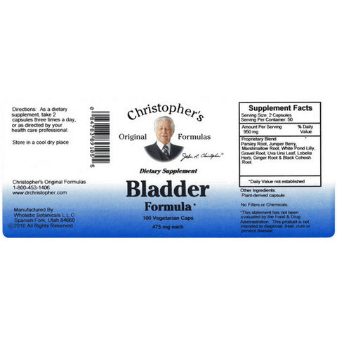Christopher's Original Formulas, Bladder Formula, 475 mg, 100 vcaps