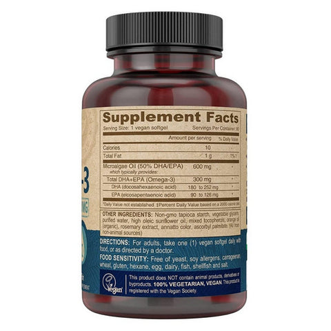Deva Nutrition, Vegan Omega-3 DHA-EPA, 300 MG, 90 SOFTGELS