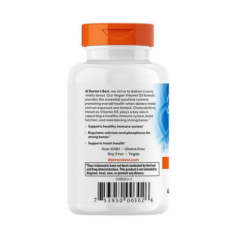 Doctors Best, Vegan D3, 2500 IU, 60 Veggie Caps