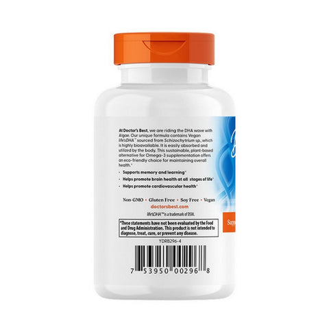Doctors Best, Vegan DHA, 200 mg, 60 Veggie Soft Gels