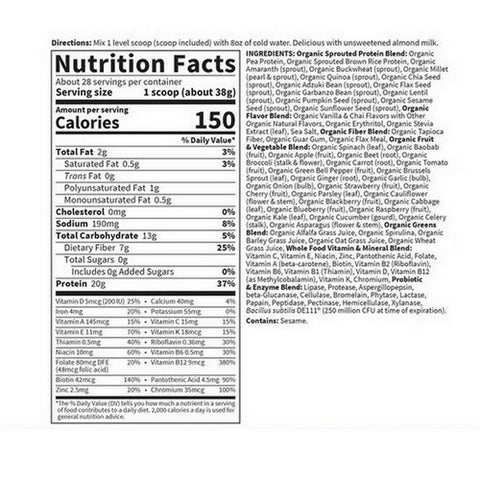 Garden of Life, RAW Organic Meal Powder Vanilla Spiced Chai, 1115g Powder