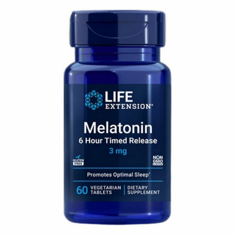 Life Extension, Melatonin 6 Hour Timed Release, 3 mg, 60 Vcaps
