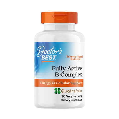 Doctors Best, Fully Active B Complex with Quatrefolic, 30 Veggie Caps