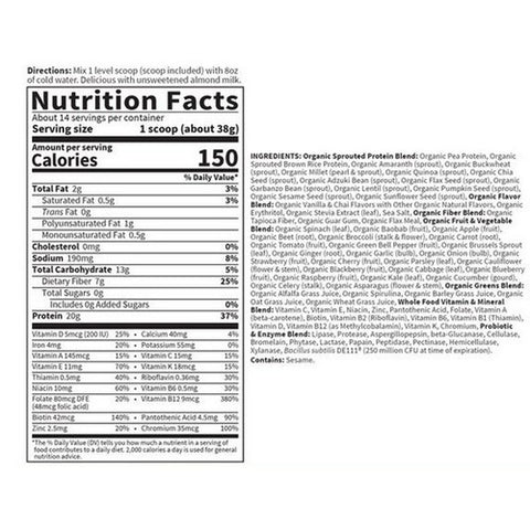 Garden of Life, Raw Organic Meal Vanilla Spiced Chai Powder, Vanilla Spiced Chai 557 Grams