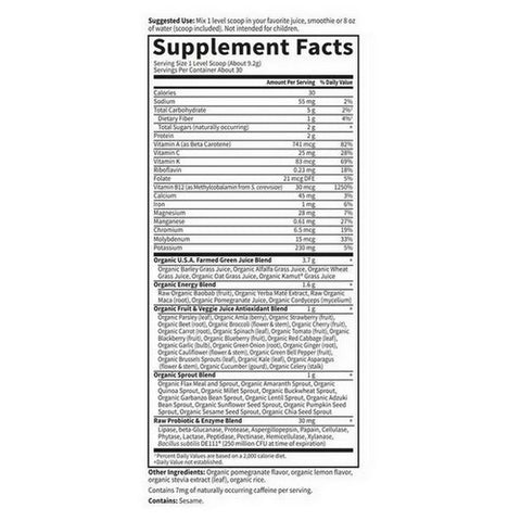 Garden of Life, Raw Organic Perfect Food Energizer, 9.73 Oz