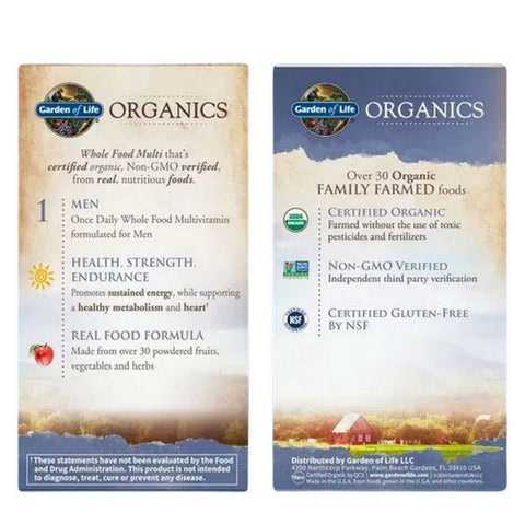 Garden of Life, Organics Men Once Daily, 30 Tabs