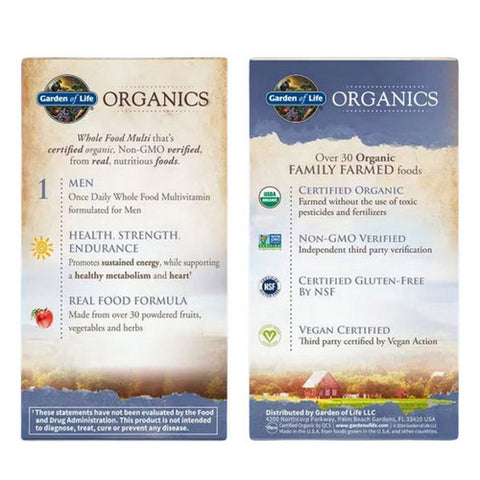 Garden of Life, Organics Men'S Once Daily Multivitamin, 60 Tabs