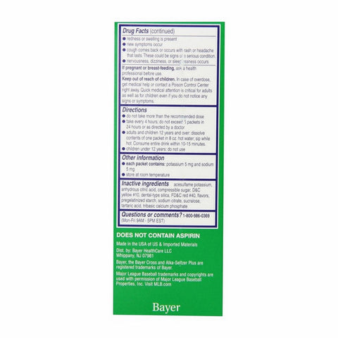 Bayer, Alka-Seltzer Plus Night Severe Cold & Flu Powder Packets, Honey Lemon 6 Each