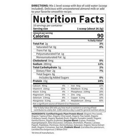 Garden of Life, Organic Plant Protein, Smooth Vanilla 9 oz