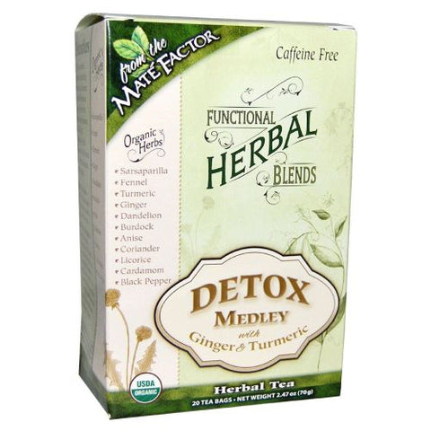 The Mate Factor, Detox Medley Tea With Ginger And Turmeric, 20 Count