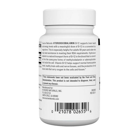 Source Naturals, HydroxoCobalamin Vitamin B-12, 120 Tabs