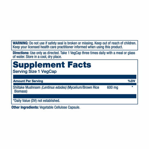Solaray, Shiitake Mushroom, 600 mg, 100 Caps