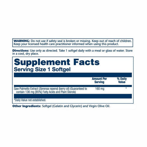 Solaray, Saw Palmetto Berry Extract, 160 mg, 120 Softgels