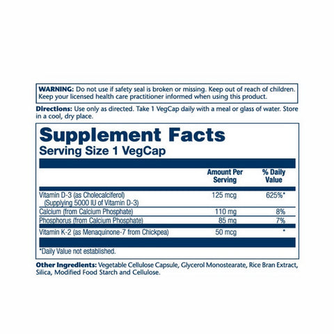Solaray, Vitamin D3 Plus K2, 60 Caps