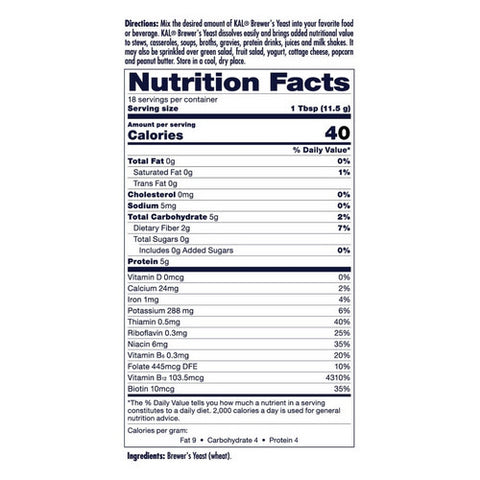 Kal, Brewer's Yeast Powder, 7.4 oz