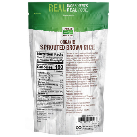 Now Foods, Organic Sprouted Brown Rice, 16 oz