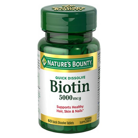 Nature's Bounty, Biotin Quick Dissolve, 5000 mcg, 24 X 60 Tabs
