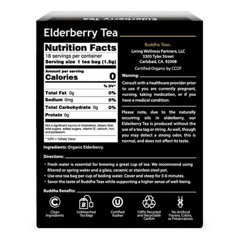 Buddha Teas, Organic Elderberry Tea, 18 Bags