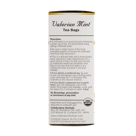Celebration Herbals, Organic Valerian Mint Tea, 24 Bags