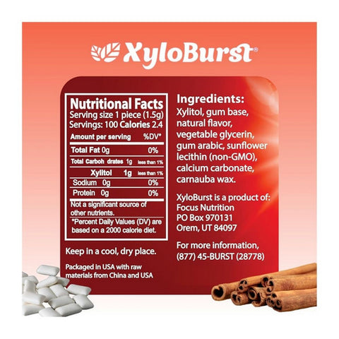 Xyloburst, Xylitol Cinnamon Gum, 100 Count