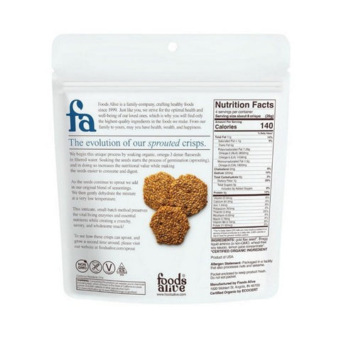 Foods Alive, Organic Sprouted Crisps Original, 4 Oz