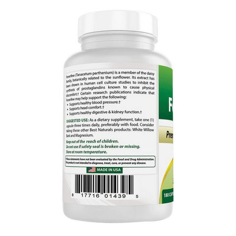 Best Naturals, Feverfew, 380 mg, 180 Caps