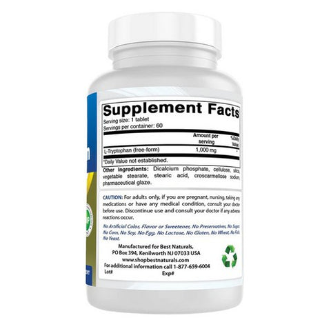 Best Naturals, L-Tryptophan, 1000 mg, 60 Tabs