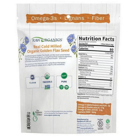 Garden of Life, Raw Organics Golden Milled Flaxseed, 396 Grams
