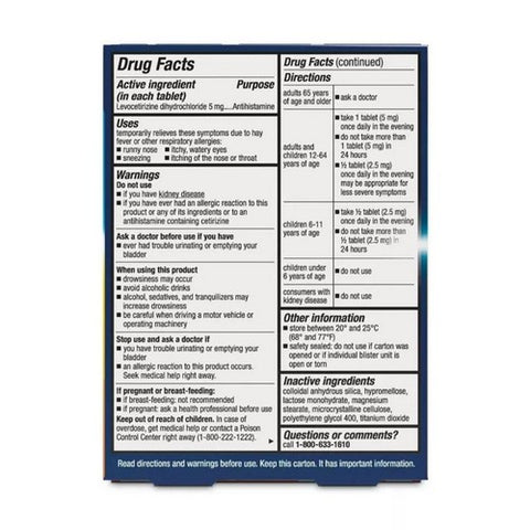 Xyzal, Allergy 24 Hr Levocetirizine Dihydrochloride, 5 Mg, 10 Tabs