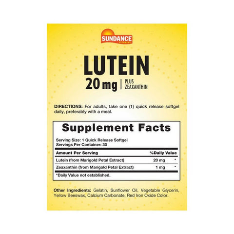 Sundance, Vitamins Lutein Plus Softgels, 20 mg, 30 Tabs