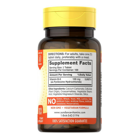 Sundance, Vitamins B-6, 100 mg, 100 Tabs