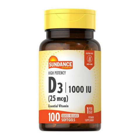 Sundance, High Potency Vitamin D3 Quick Release Softgels, 1000 IU, 100 Tabs