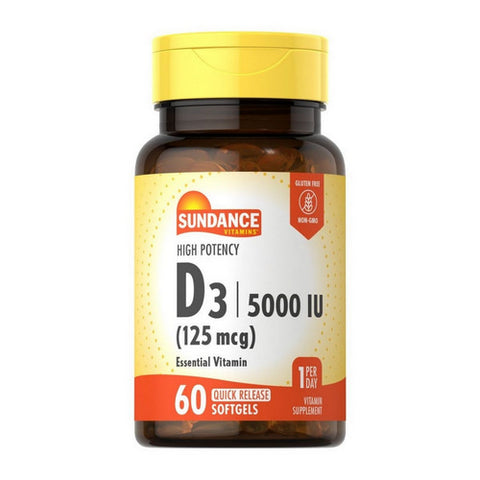 Sundance, Vitamins Vitamin D3 High Potency Softgels, 5000 IU, 60 Tabs