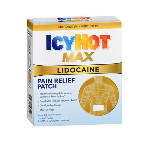 Icy Hot, Lidocaine Patches Plus Menthol Max Strength, 5 Each