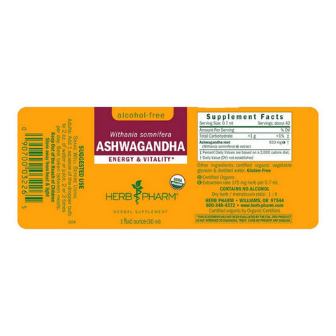 Herb Pharm, Ashwagandha, Alcohol Free 1 Oz