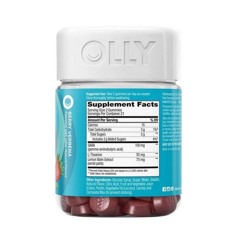Olly, Stress Gummies With Gaba L-Theanine And Lemon Balm Berry Verbena, 0, 42 Count