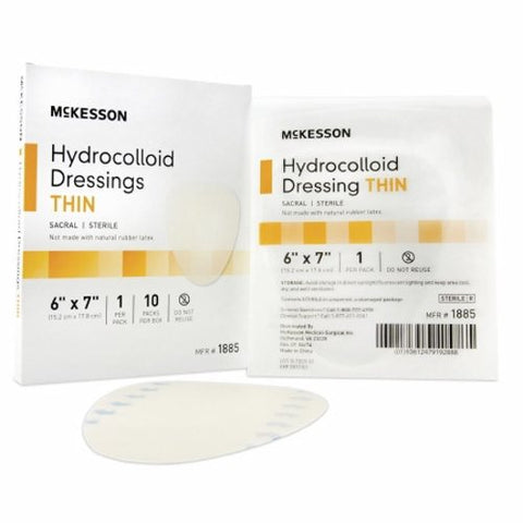 McKesson, Thin Hydrocolloid Dressing Film Backing 6 X 7 Inch Sacral Hydrocolloid 1885, Case Of 16