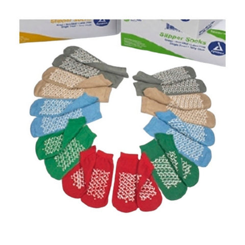 Dynarex, Slipper Socks Soft Sole Large Blue Ankle High, Count of 1